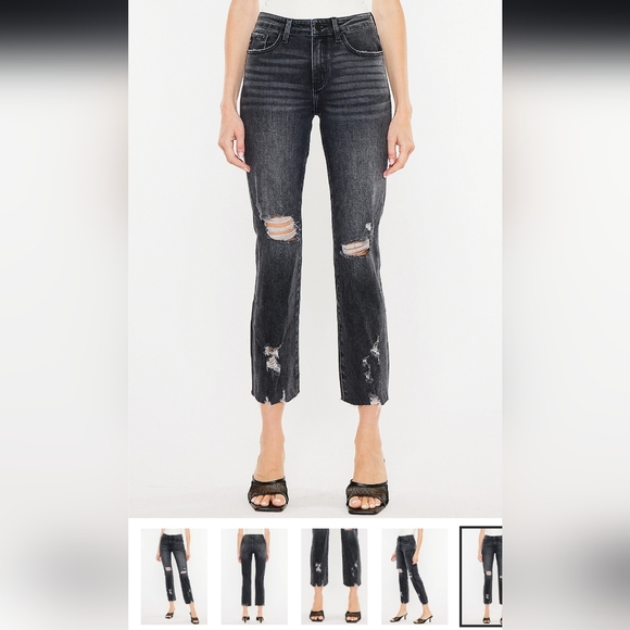 SOLD Kancan charcoal ankle length straight leg mid rise, Size 31/15 - Picture 2 of 16